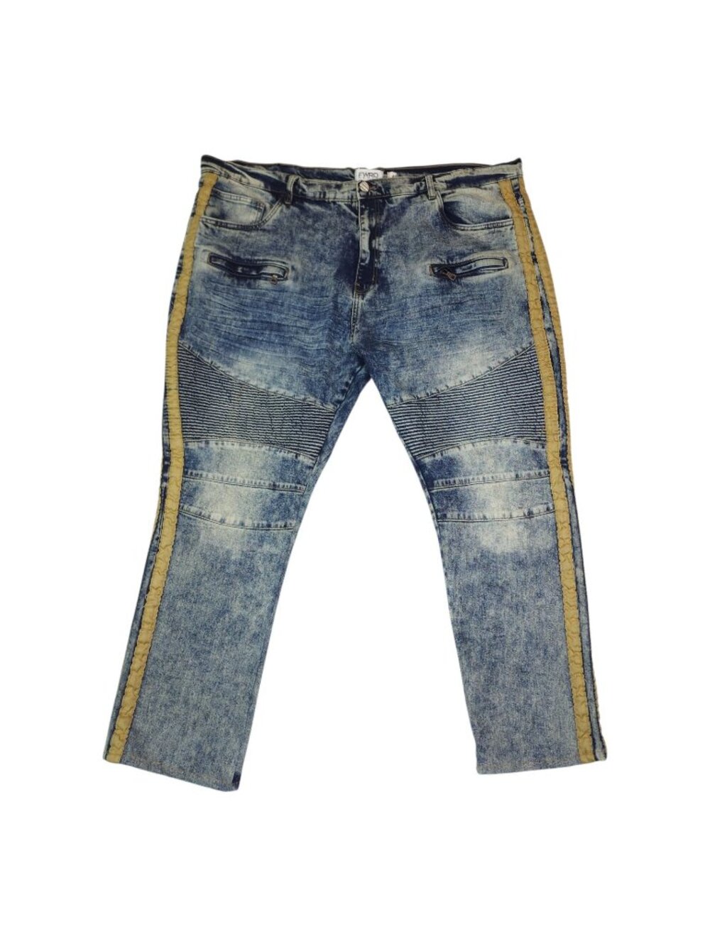 FWRD Denim Mens Size 48 Blue Jeans Yellow Side Stripes Inseam 33